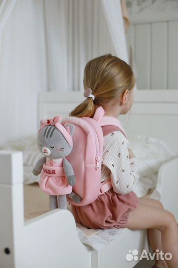 Именной рюкзак Кошка для девочкм