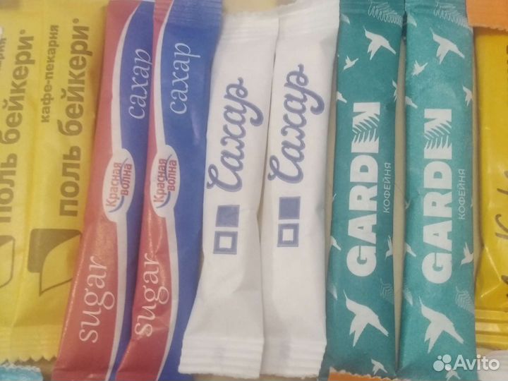 Коллекция сахара в пакетиках