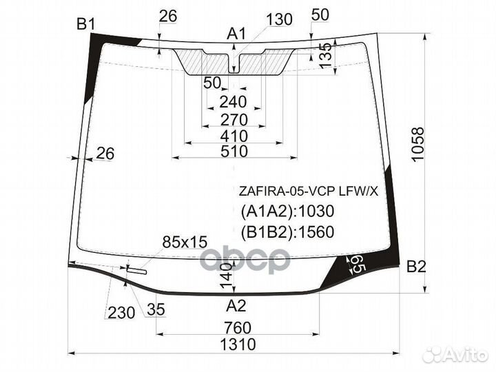 Стекло лобовое (Молдинг) Opel Zafira 05-14 zafi