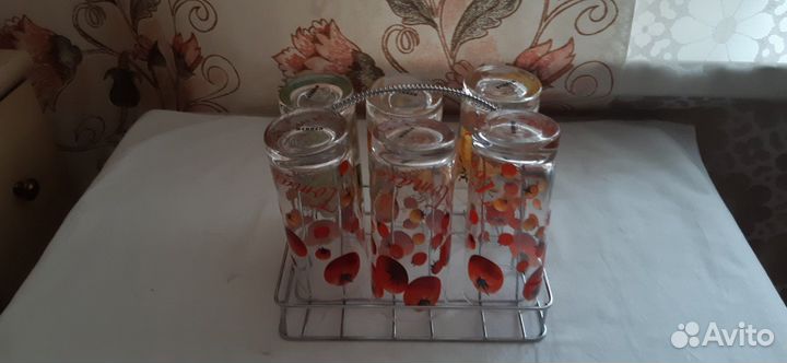 Набор бокалов и стаканов на подставке, новые