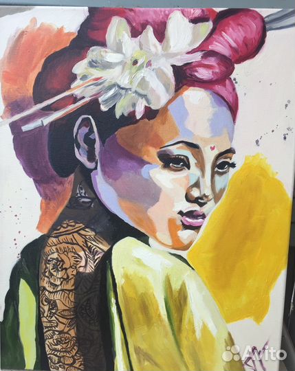 Картина маслом «Девушка с татуировкой»