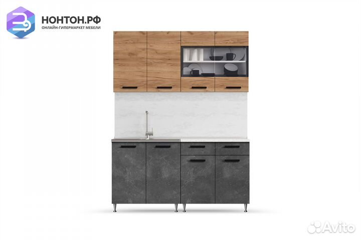 Кухня Рио 1.6 м дуб крафт / бетон темный