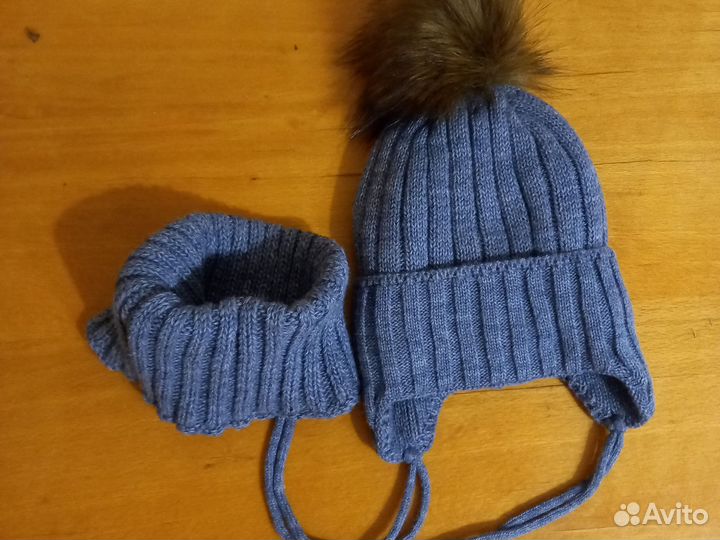 Шапка с помпоном и снуд