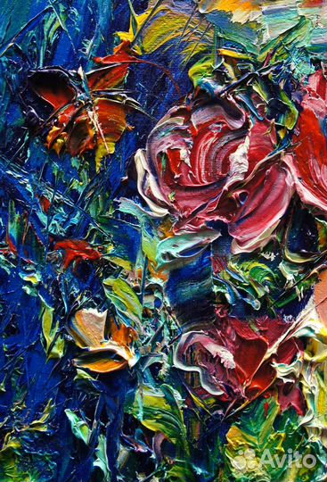 Картина маслом, Розовые розы, 35х25 см