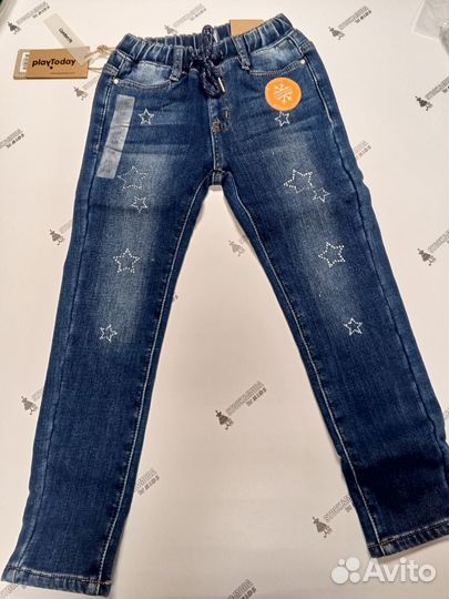 Джинсы утепленные флисом для девочки Playtoday 122