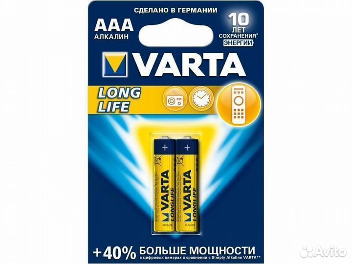Батарейки varta longlife LR03 (AAA) BL*2 04103113