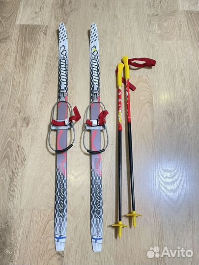 Беговые лыжи детские 110 с палками 81