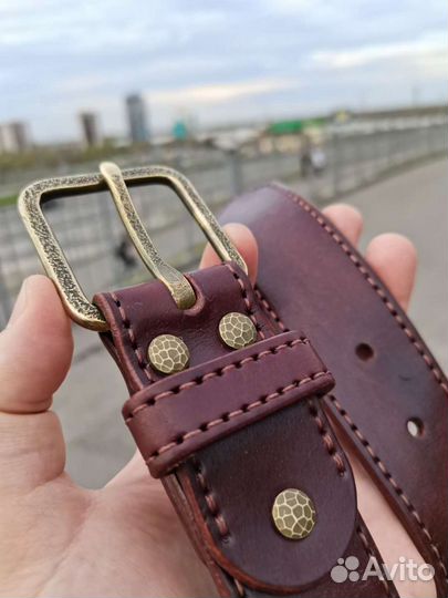 Ремень из натуральной кожи ручной работы