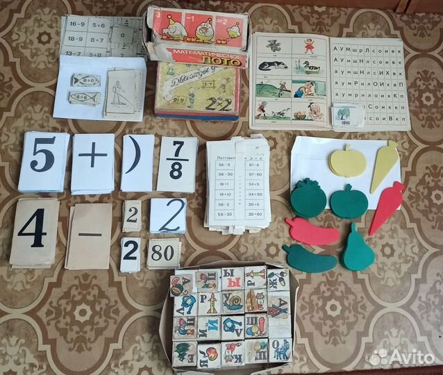 Советские карточки, игры, кубики