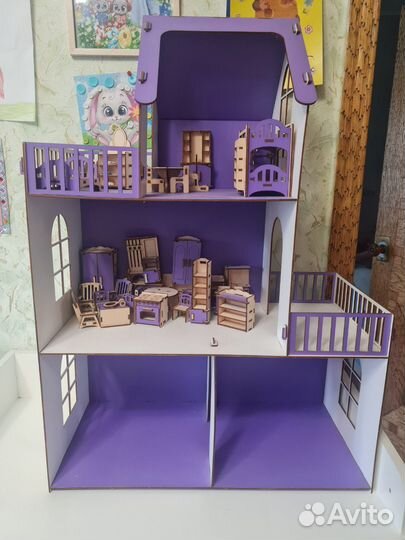 Домик кукольный с мебелью