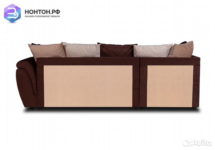 Диван угловой дельфин Стефани шоколадный / айвори