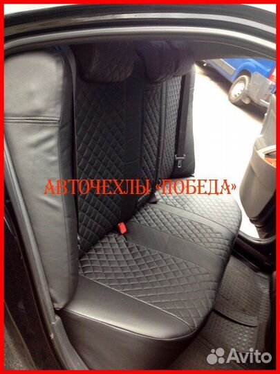 Чехлы Toyota Camry v40 из экокожи чёрные Ромб