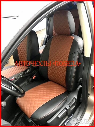 Чехлы Nissan Qashqai 1 из экокожи чёрно-коричневые