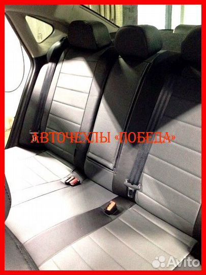 Чехлы Nissan Sentra из экокожи чёрно-серые Классик