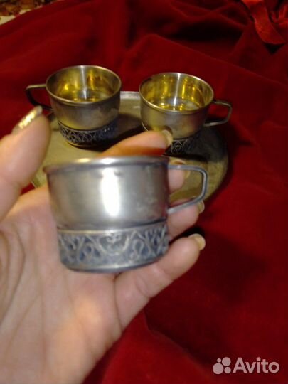 Кофейный набор СССР. Поднос и 3 чашки