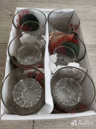 Стаканы 6 шт + рюмки 6 шт новые