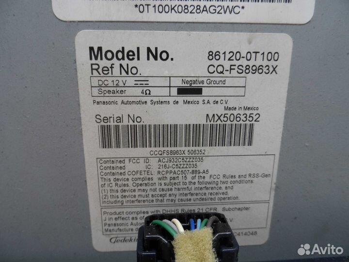 Магнитола Toyota Venza GV10 861200T100