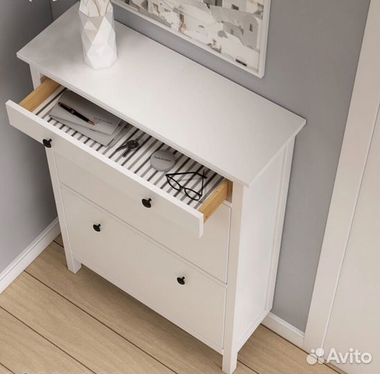 Обувница 3 ящика (hemnes), 89х31х128 см, белый