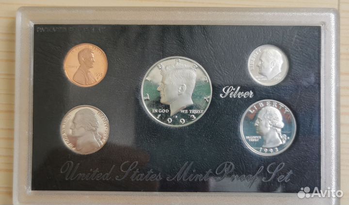 Годовой набор монет серебро США 1993