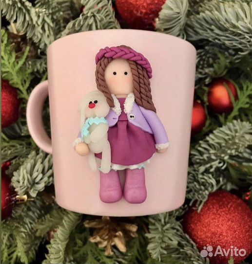 Кружка с декором из полимерной глины