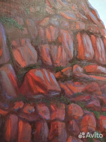 Картина маслом на холсте пейзаж водопад большая