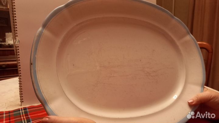 Блюдо овальное большое антикварное