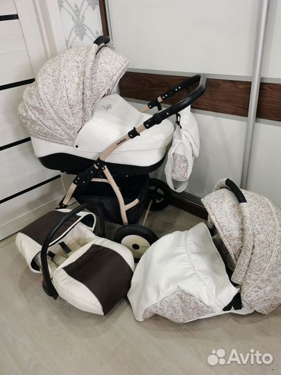 Коляска 3 в 1 indigo эко кожа