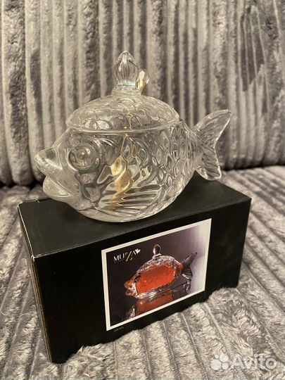 Новая икорница Muza стеклянная в форме рыбки