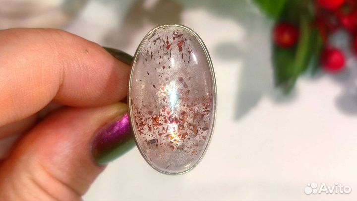 Потрясающее кольцо с рутилом 17,75 р-р серебро 925