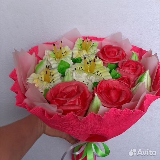 Букеты цветов из яблочного зефира