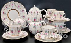 Кофейный фарфоровый сервиз Пионы лфз. 6 пер. 22 п