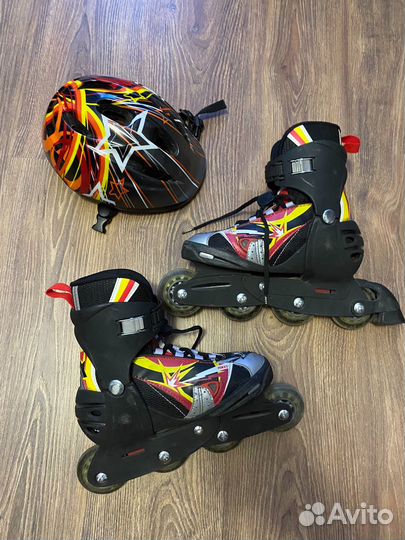 Роликовые коньки Roces р.36-40, защита, шлем