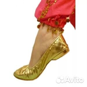 Золотые кожаные тапочки для восточных танцев