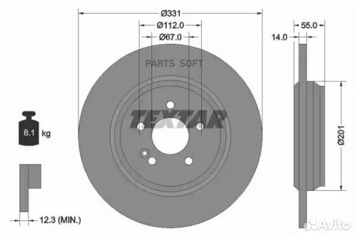 Textar 92103303 Тормозной диск