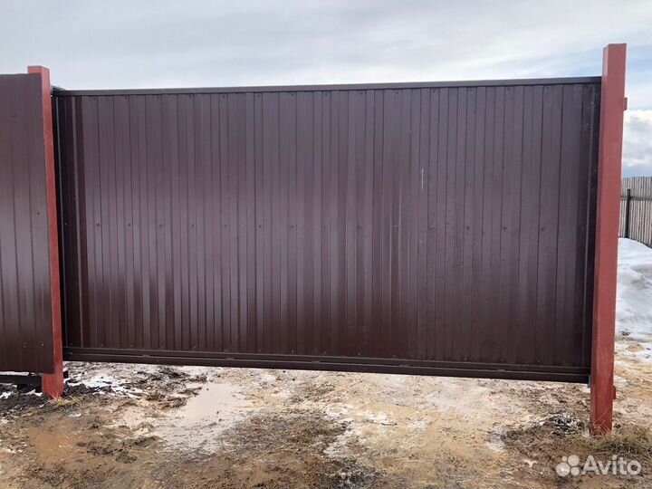 Раздвижные ворота с электроприводом и установкой