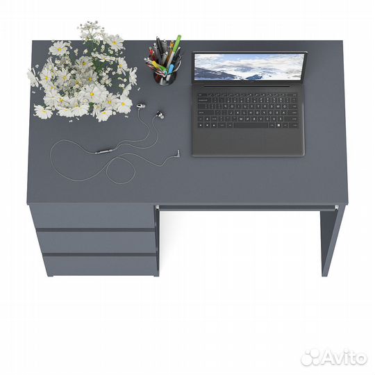 Стол компьютерный три ящика Мори мс-6 левый цвет графит, шхгхв 90х50х76,6 см, ящики слева, не универ