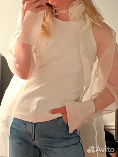 Шелковая блуза love republic с розой на шею