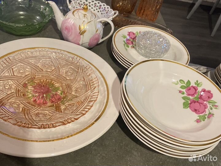 Посуда ссср, лфз, цветное стекло