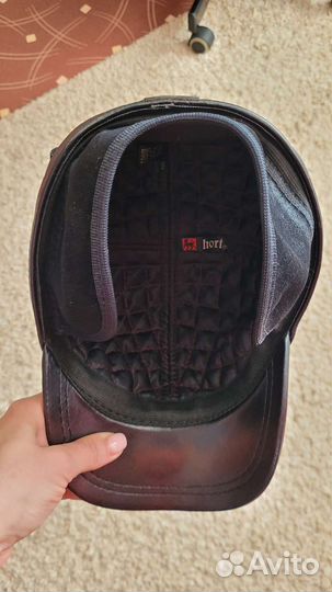 Мужская кожаная кепка зимняя