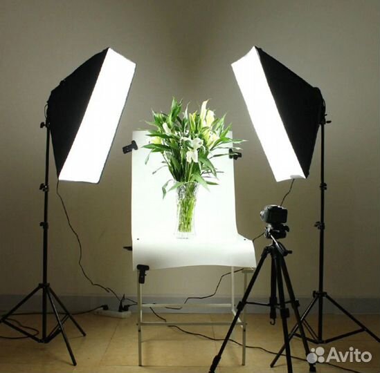 Софтбокс на 4 лампы + стойка + голова новые