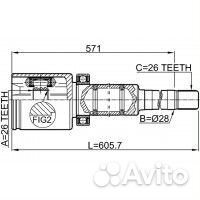 ШРУС внутренний правый 26X28X26
