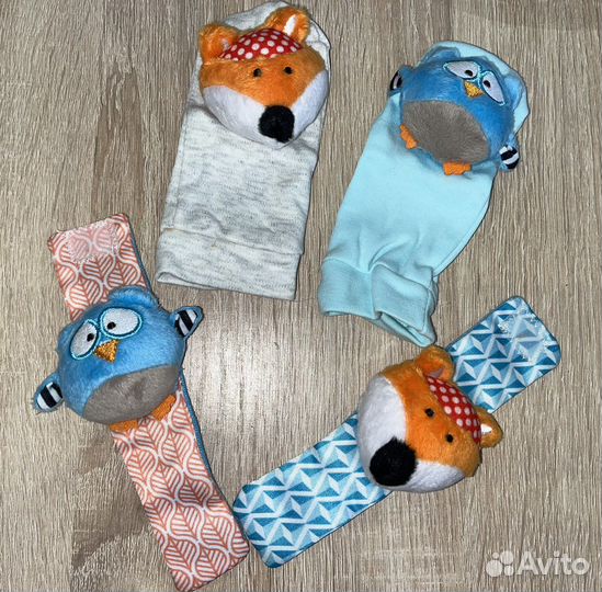 Погремушки носочки и браслеты новые