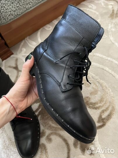 Кожаные ботинки на шнуровке в стиле 2mood