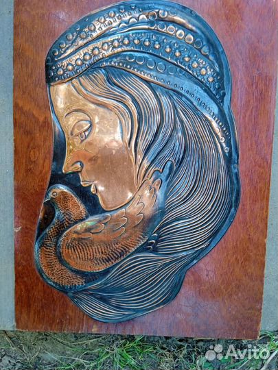 Деревянное панно с чеканкой СССР