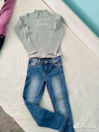 Одежда пакетом для девочки 122 128 Лонги, джинсы