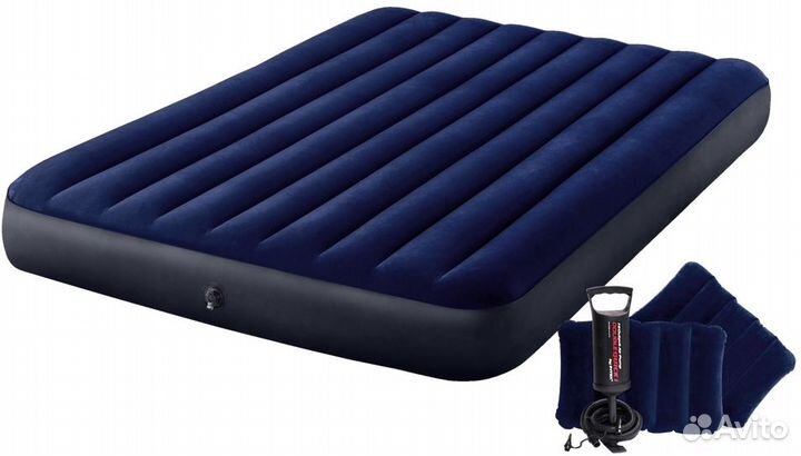 Надувной Матрас Intex 152x203х25см 2 подушки насос