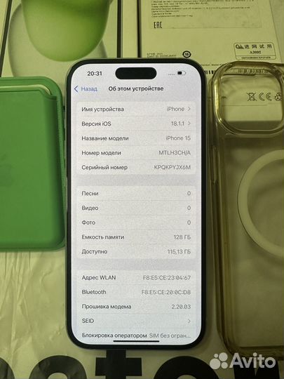 iPhone 15 128gb dual sim акб 100%