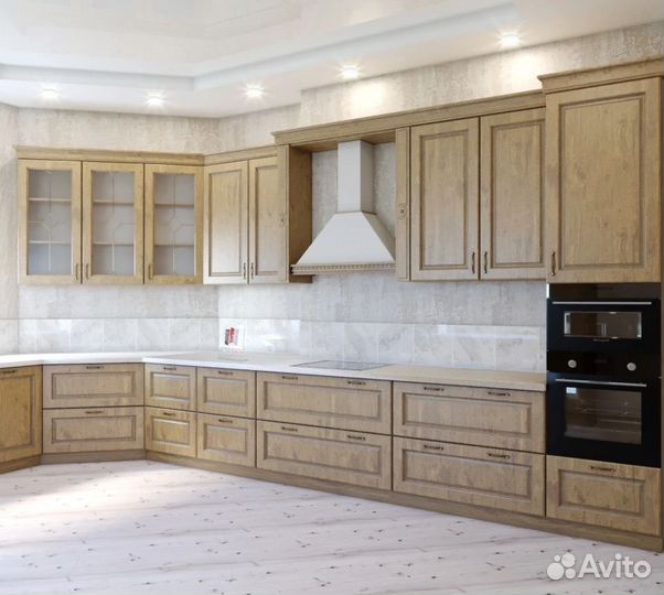 Кухня с антресолями до потолка артикул 78178