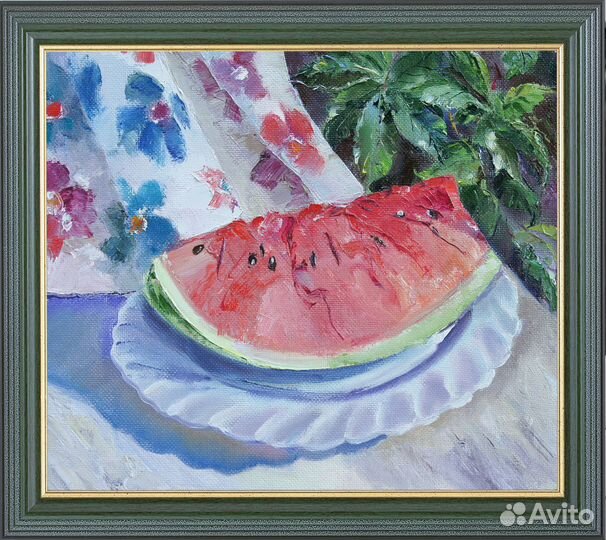 Картина маслом натюрморт. Арбузик