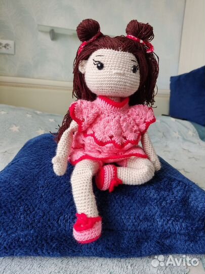 Амигуруми, вязаная кукла Роза ручной работы, 30см